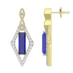 18K YELLOW GOLD 8 1/2CT ROUND/ONYX DIAMOND LADIES EARRINGS(COLOR STONE ONYX DIAMOND 8CT) - Image 3