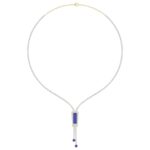 18K YELLOW GOLD 9CT ROUND/ONYX DIAMOND LADIES NECKLACE(COLOR STONE ONYX DIAMOND 4 5/8CT)