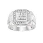 14K WHITE GOLD 3/4CT ROUND DIAMOND MEN'S RING