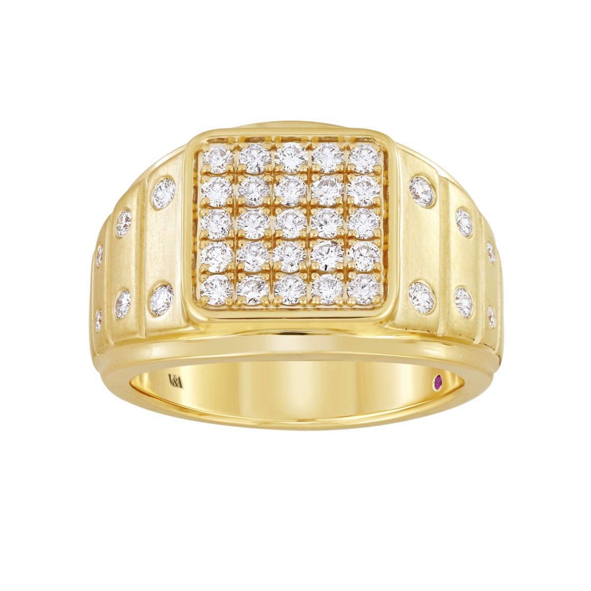 19175554_VA14915Y-1201x1201.jpg 14K YELLOW GOLD 1CT ROUND DIAMOND MEN'S RING - Image 1