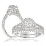 14K WHITE GOLD 1 1/2CT ROUND DIAMOND LADIES BRIDAL SET(CENTER STONE ROUND DIAMOND 1/2CT)