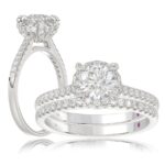 14K WHITE GOLD 1 1/2CT ROUND DIAMOND LADIES BRIDAL SET(CENTER STONE ROUND DIAMOND 1CT)