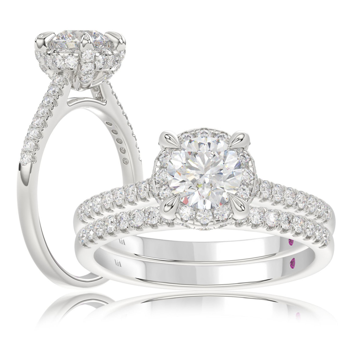 19175640_VA10326W-1201x1201.jpg 14K WHITE GOLD 1 1/2CT ROUND DIAMOND LADIES BRIDAL SET(CENTER STONE ROUND DIAMOND 1CT) - Image 1