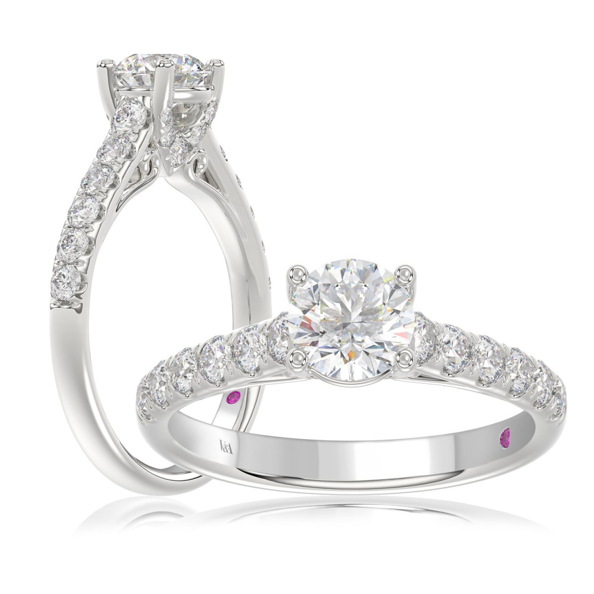 19175644_VA12690W-1201x1201.jpg 14K WHITE GOLD 1 1/2CT ROUND DIAMOND LADIES RING(CENTER STONE ROUND DIAMOND 7/8CT) - Image 1