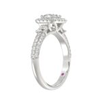 14K WHITE GOLD 1 1/2CT ROUND/BAGUETTE DIAMOND LADIES FASHION RING(CENTER STONE ROUND DIAMOND 7/8CT) - Image 2