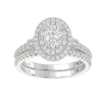 14K WHITE GOLD 1 1/2CT ROUND/BAGUETTE/OVAL DIAMOND LADIES BRIDAL SET(CENTER STONE OVAL DIAMOND 3/4CT) - Image 6