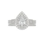 14K WHITE GOLD 1 1/2CT ROUND/BAGUETTE/PEAR DIAMOND LADIES BRIDAL SET(CENTER STONE PEAR DIAMOND 3/4CT) - Image 4