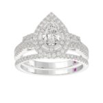 14K WHITE GOLD 1 1/2CT ROUND/BAGUETTE/PEAR DIAMOND LADIES BRIDAL SET(CENTER STONE PEAR DIAMOND 3/4CT) - Image 7