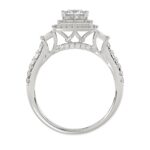 14K WHITE GOLD 1 1/2CT ROUND/BAGUETTE/PRINCESS DIAMOND LADIES BRIDAL SET(CENTER STONE PRINCESS DIAMOND 3/4CT) - Image 2