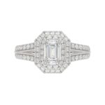 14K WHITE GOLD 1 1/2CT ROUND/EMERALD DIAMOND LADIES RING(CENTER STONE EMERALD DIAMOND 3/4CT) - Image 4