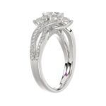 14K WHITE GOLD 1 1/2CT ROUND/OVAL DIAMOND LADIES FASHION RING(CENTER STONE OVAL DIAMOND 3/4CT / 2 SIDE STONE ROUND DIAMOND 3/8CT) - Image 2