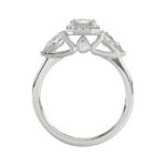 14K WHITE GOLD 1 1/2CT ROUND/PEAR/EMERALD DIAMOND LADIES RING(CENTER STONE EMERALD DIAMOND 3/4 CT / 2 SIDE STONE PEAR DIAMOND 1/3 CT) - Image 4