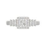 14K WHITE GOLD 1 1/2CT ROUND/PRINCESS DIAMOND LADIES RING( CENTER STONE PRINCESS DIAMOND 3/4 CT) - Image 6