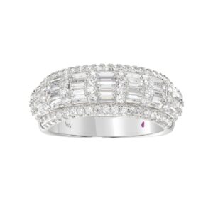 14K WHITE GOLD 1 1/3CT ROUND/BAGUETTE DIAMOND LADIES BAND