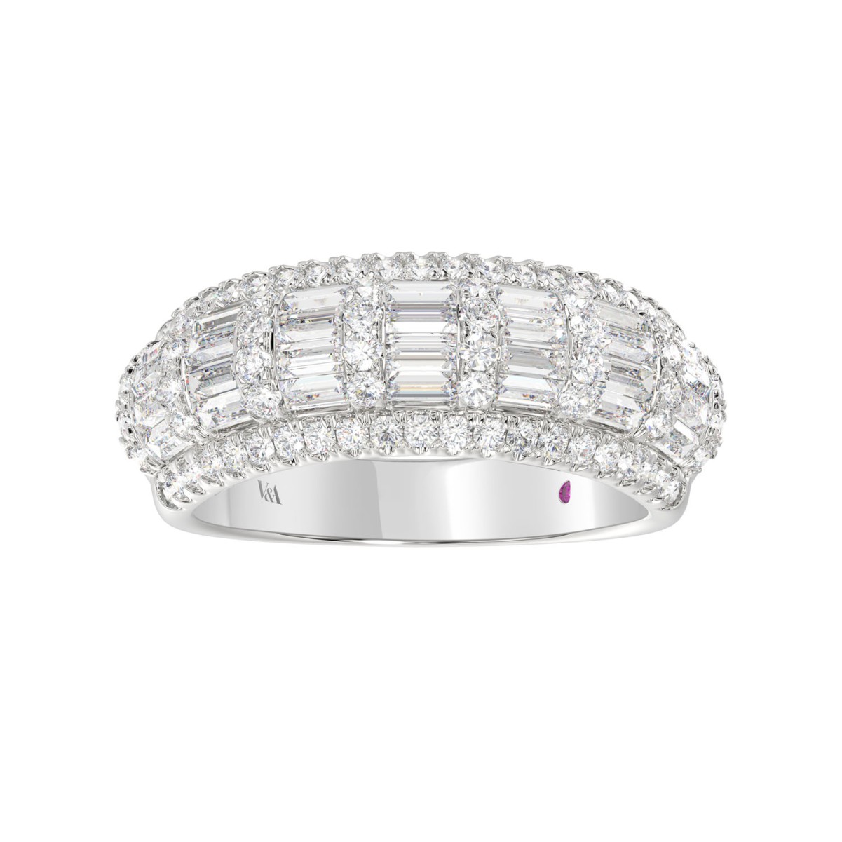 19175668_VA11082W-1201x1201.jpg 14K WHITE GOLD 1 1/3CT ROUND/BAGUETTE DIAMOND LADIES BAND - Image 1