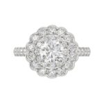 14K WHITE GOLD 1 1/4CT ROUND DIAMOND LADIES FASHION RING(CENTER STONE ROUND DIAMOND 1/2CT) - Image 6