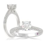14K WHITE GOLD 1 1/4CT ROUND DIAMOND LADIES RING( CENTER STONE ROUND DIAMOND 7/8CT)