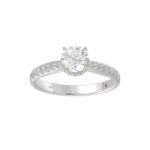 14K WHITE GOLD 1 1/4CT ROUND DIAMOND LADIES RING(CENTER STONE ROUND DIAMOND 7/8CT) - Image 3