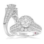 14K WHITE GOLD 1 1/4CT ROUND DIAMOND LADIES SEMI MOUNT RING(CENTER STONE MOUNT ROUND DIAMOND 1CT