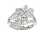 14K WHITE GOLD 1 1/4CT ROUND/BAGUETTE DIAMOND LADIES FASHION RING