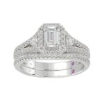 14K WHITE GOLD 1 1/4CT ROUND/EMERALD DIAMOND LADIES BRIDAL SET(CENTER STONE EMERALD DIAMOND 1/2CT) - Image 2