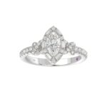 14K WHITE GOLD 1 1/4CT ROUND/MARQUISE DIAMOND LADIES RING(CENTER STONE MARQUISE DIAMOND 3/4CT) - Image 2
