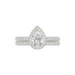 14K WHITE GOLD 1 1/4CT ROUND/PEAR DIAMOND LADIES BRIDAL SET(CENTER STONE PEAR DIAMOND 3/4CT) - Image 4