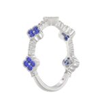 14K WHITE GOLD 1/2CT ROUND DIAMOND LADIES BAND (BLUE SAPPHIRE ROUND DIAMOND 1/3CT) - Image 3