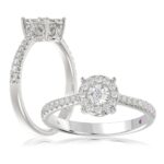 14K WHITE GOLD 1/2CT ROUND DIAMOND LADIES RING(CENTER STONE ROUND DIAMOND 1/4CT)