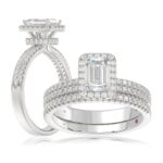 14K WHITE GOLD 1/2CT ROUND DIAMOND LADIES SEMI MOUNT BRIDAL SET(CENTER STONE MOUNT EMERALD DIAMOND 1CT