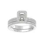 14K WHITE GOLD 1/2CT ROUND DIAMOND LADIES SEMI MOUNT BRIDAL SET(CENTER STONE MOUNT EMERALD DIAMOND 1CT - Image 2