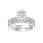 14K WHITE GOLD 1/2CT ROUND DIAMOND LADIES SEMI MOUNT BRIDAL SET(CENTER STONE MOUNT EMERALD DIAMOND 1CT - Image 4