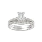 14K WHITE GOLD 1/2CT ROUND DIAMOND LADIES SEMI MOUNT BRIDAL SET(CENTER STONE MOUNT EMERALD DIAMOND 1CT) - Image 4