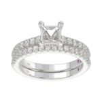 14K WHITE GOLD 1/2CT ROUND DIAMOND LADIES SEMI MOUNT BRIDAL SET(CENTER STONE MOUNT PRINCESS DIAMOND 1CT) - Image 2