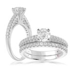 14K WHITE GOLD 1/2CT ROUND DIAMOND LADIES SEMI MOUNT BRIDAL SET(CENTER STONE MOUNT ROUND DIAMOND 1CT)