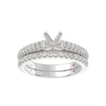 14K WHITE GOLD 1/2CT ROUND DIAMOND LADIES SEMI MOUNT BRIDAL SET(CENTER STONE MOUNT ROUND DIAMOND 1CT) - Image 2