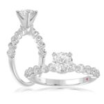 14K WHITE GOLD 1/2CT ROUND DIAMOND LADIES SEMI MOUNT RING (CENTER STONE ROUND DIAMOND 1CT)