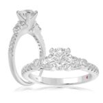 14K WHITE GOLD 1/2CT ROUND DIAMOND LADIES SEMI MOUNT RING (CENTER STONE ROUND DIAMOND 1CT)
