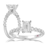 14K WHITE GOLD 1/2CT ROUND DIAMOND LADIES SEMI MOUNT RING(CENTER STONE MOUNT EMERALD DIAMOND 1CT)