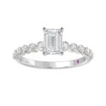 14K WHITE GOLD 1/2CT ROUND DIAMOND LADIES SEMI MOUNT RING(CENTER STONE MOUNT EMERALD DIAMOND 1CT) - Image 2