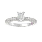 14K WHITE GOLD 1/2CT ROUND DIAMOND LADIES SEMI MOUNT RING(CENTER STONE MOUNT EMERALD DIAMOND 1CT) - Image 4