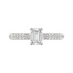 14K WHITE GOLD 1/2CT ROUND DIAMOND LADIES SEMI MOUNT RING(CENTER STONE MOUNT EMERALD DIAMOND 1CT) - Image 7