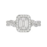 14K WHITE GOLD 1/2CT ROUND DIAMOND LADIES SEMI MOUNT RING(CENTER STONE MOUNT EMERALD DIAMOND 1CT) - Image 7