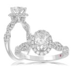 14K WHITE GOLD 1/2CT ROUND DIAMOND LADIES SEMI MOUNT RING(CENTER STONE MOUNT OVAL DIAMOND 1CT)