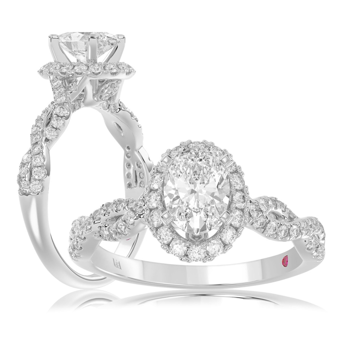 19175751_VA14033W-AB-1201x1201.jpg 14K WHITE GOLD 1/2CT ROUND DIAMOND LADIES SEMI MOUNT RING(CENTER STONE MOUNT OVAL DIAMOND 1CT) - Image 1