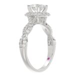 14K WHITE GOLD 1/2CT ROUND DIAMOND LADIES SEMI MOUNT RING(CENTER STONE MOUNT OVAL DIAMOND 1CT) - Image 2