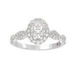 14K WHITE GOLD 1/2CT ROUND DIAMOND LADIES SEMI MOUNT RING(CENTER STONE MOUNT OVAL DIAMOND 1CT) - Image 3