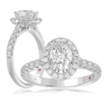 14K WHITE GOLD 1/2CT ROUND DIAMOND LADIES SEMI MOUNT RING(CENTER STONE MOUNT OVAL DIAMOND 1CT)