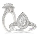 14K WHITE GOLD 1/2CT ROUND DIAMOND LADIES SEMI MOUNT RING(CENTER STONE MOUNT PEAR DIAMOND 1CT)