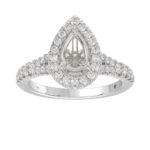 14K WHITE GOLD 1/2CT ROUND DIAMOND LADIES SEMI MOUNT RING(CENTER STONE MOUNT PEAR DIAMOND 1CT) - Image 2